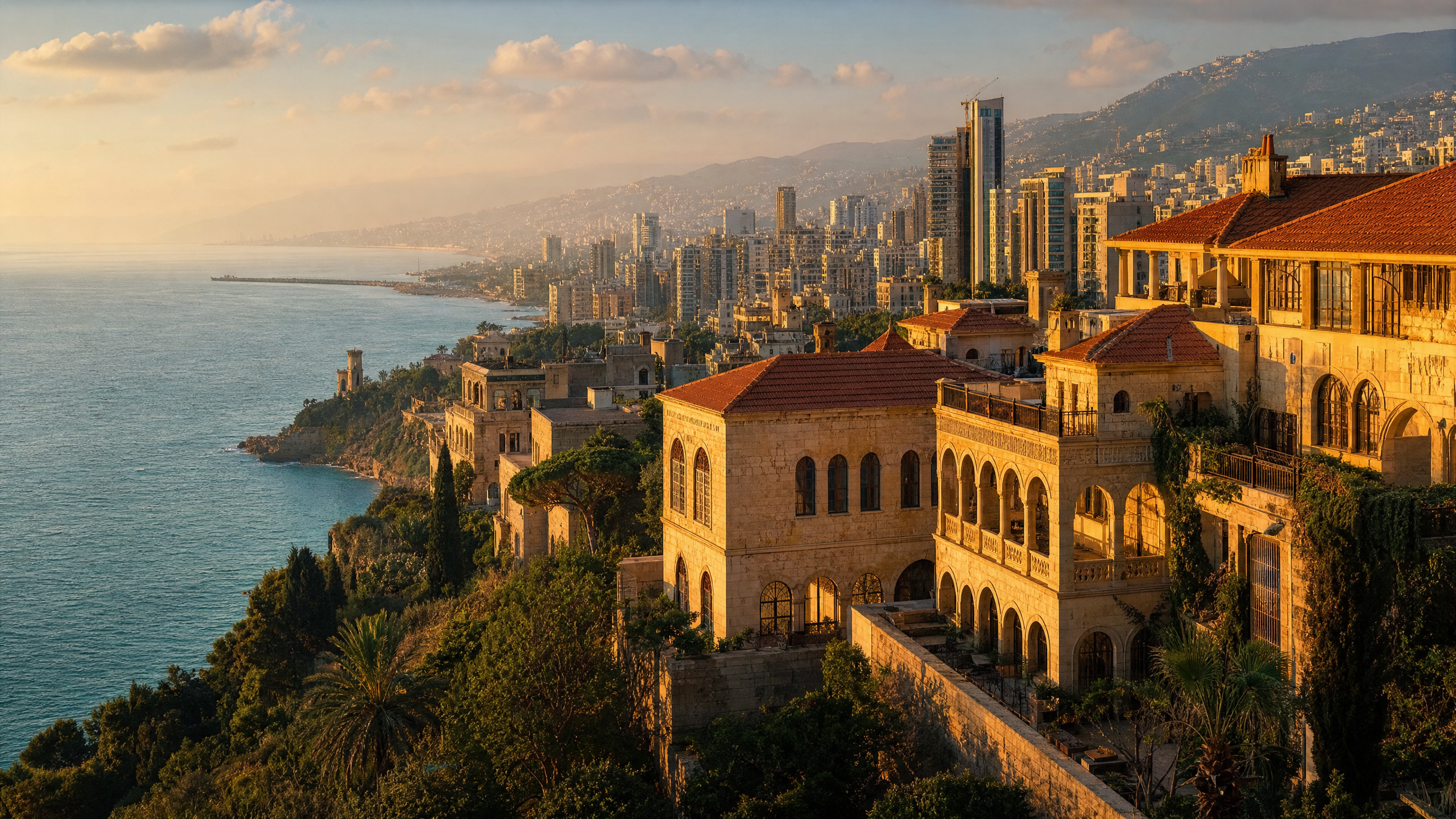 Beirut coastline at golden hour — heritage of Confidence Real Estate